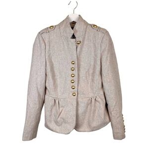 COSTA BLANCA Jacket Wool Camel Bronze Buttons Military Fit Flare NWT Sz 10